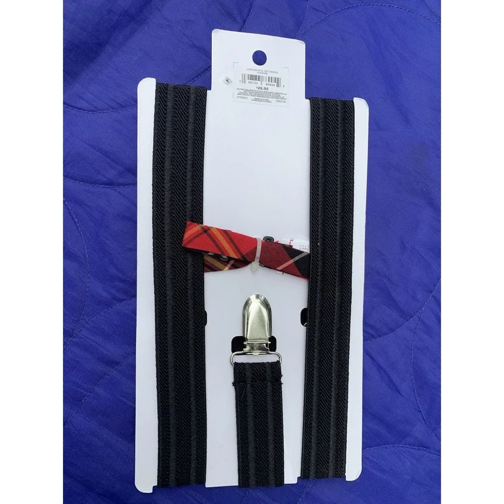 NWT The Children's Place Boys 12M - 5T black and Red. Bow Tie And Suspenders Set